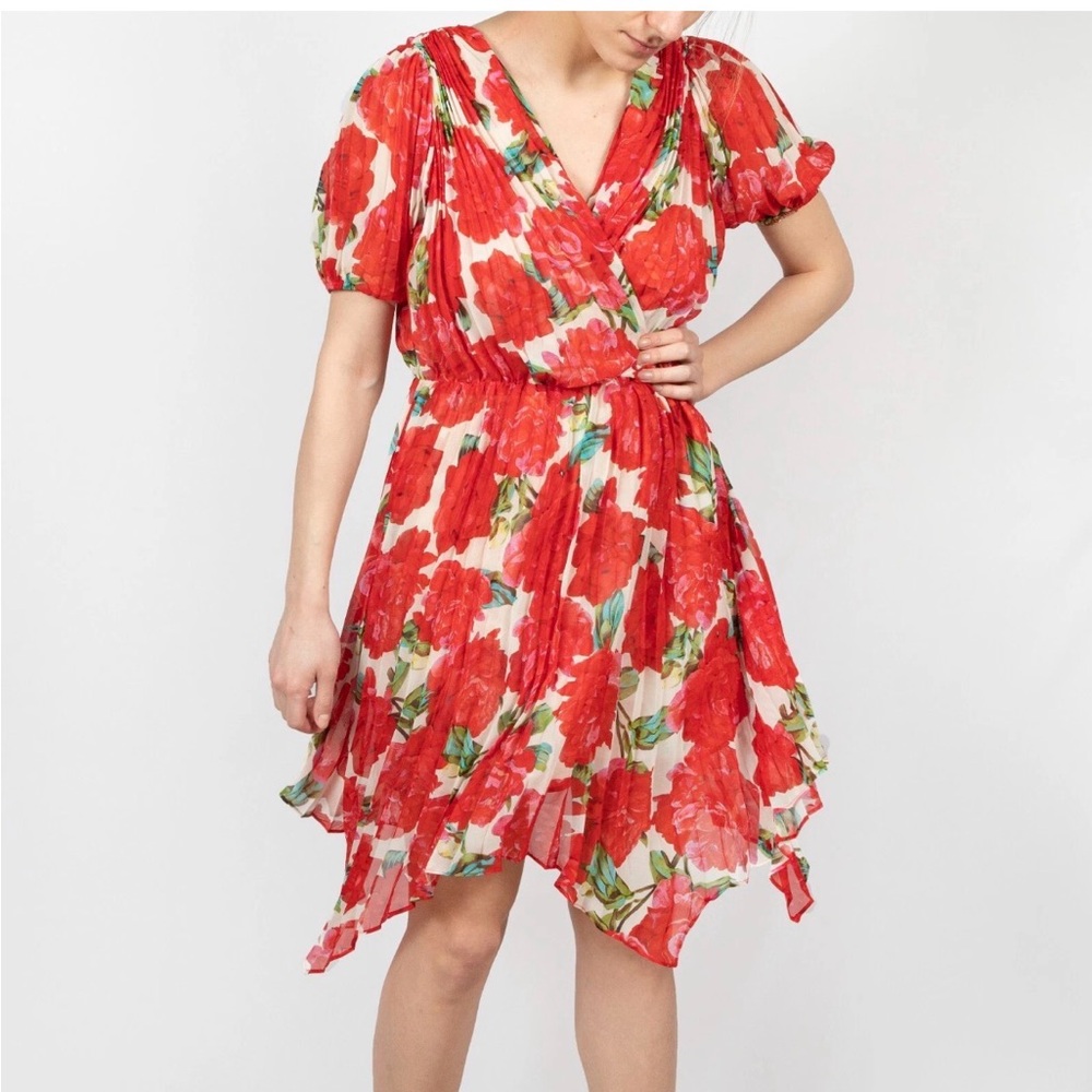The Kooples Floral Roses Peony Chiffon Mini Dress NWT | L